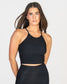 Ribbed Thin Strap Crop Tank - Black