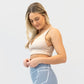 4-in-1 Salutation Sports Bra - Latte & Light Navy Houndstooth