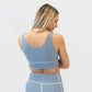 4-in-1 Salutation Sports Bra - Latte & Light Navy Houndstooth