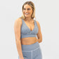 4-in-1 Salutation Sports Bra - Latte & Light Navy Houndstooth
