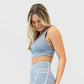 4-in-1 Salutation Sports Bra - Latte & Light Navy Houndstooth