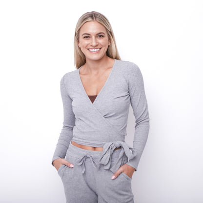 Ballet Wrap Top -  Heathered Gray -  FINAL SALE
