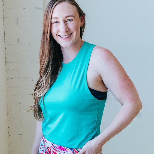 Energy Cropped Tank Top - Turquoise - S & L ONLY - FINAL SALE