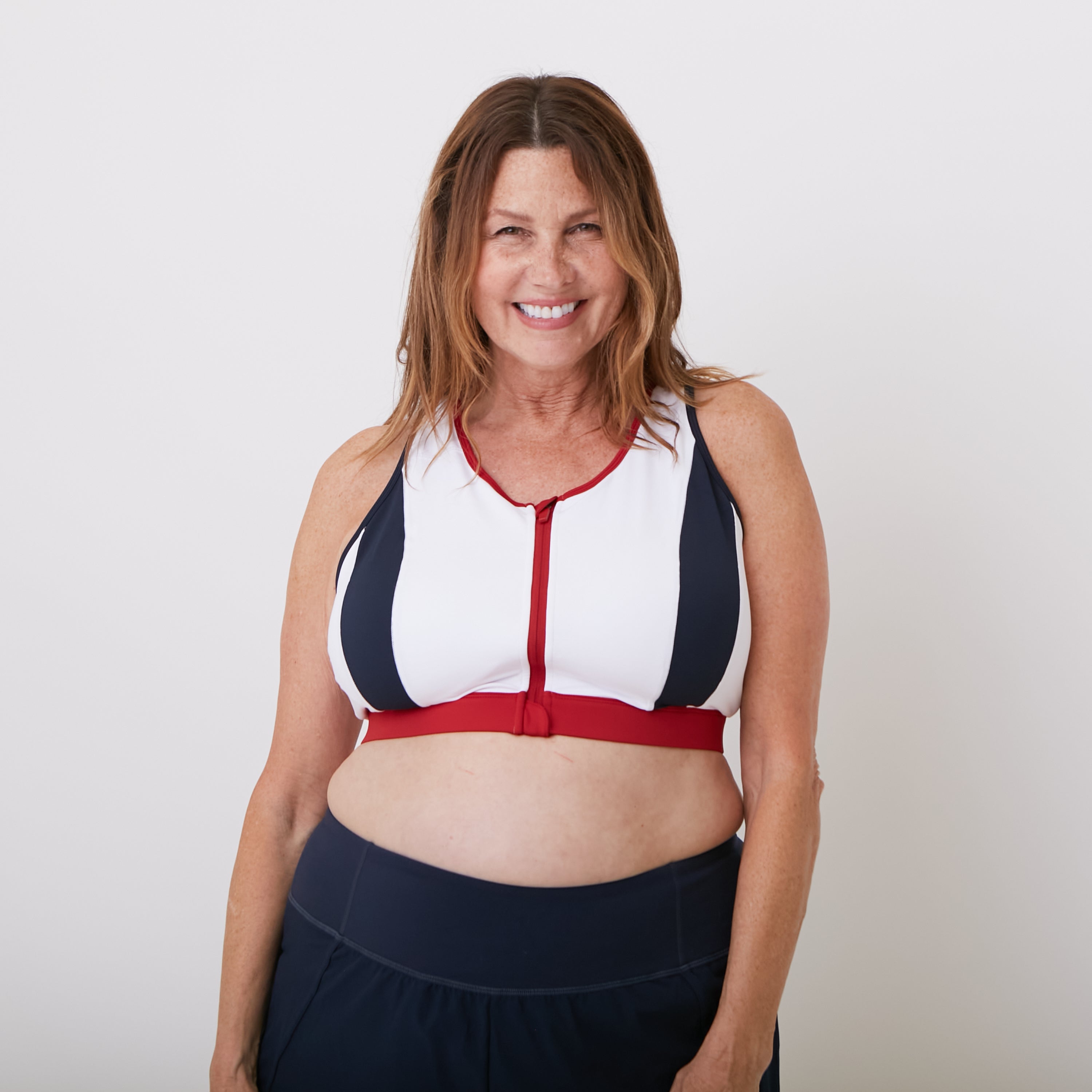 Run Free High Impact Bra - White/Cherry/Navy
