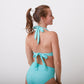 Naomi Bikini Top - Turquoise Small Palm - FINAL SALE