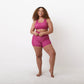 Strappy Sports Bra - Magenta Small Palm - FINAL SALE