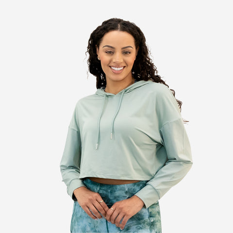 Effortless Crop Hoodie Sage S ONLY FINAL SALE – Senita Athletics