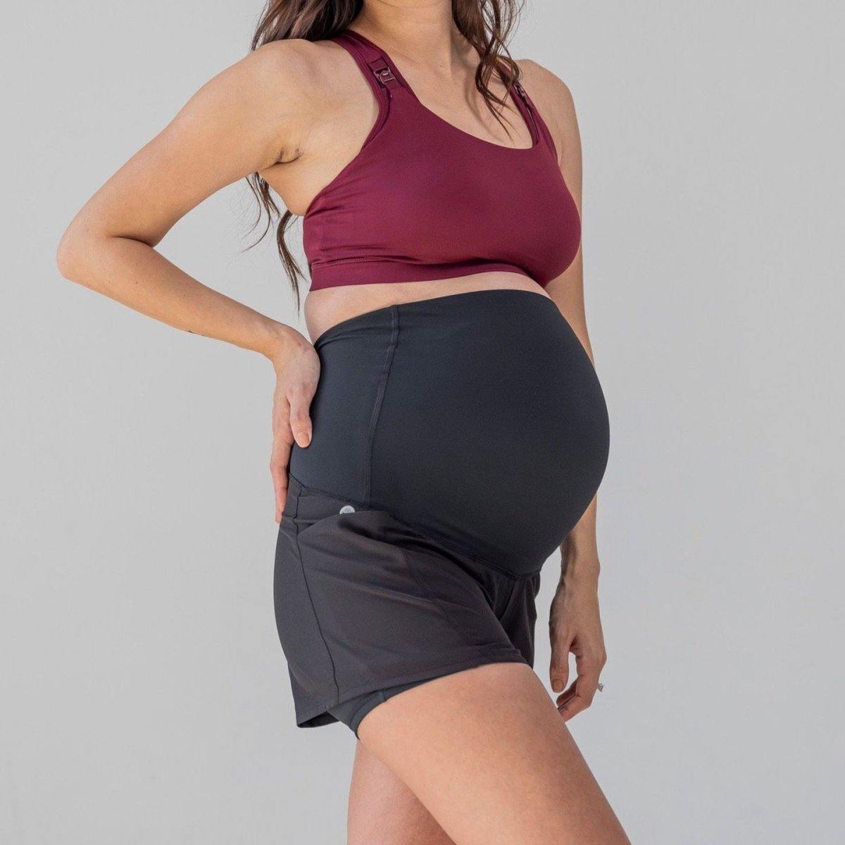 Belly Support Maternity Shorts - Black - Senita Athletics