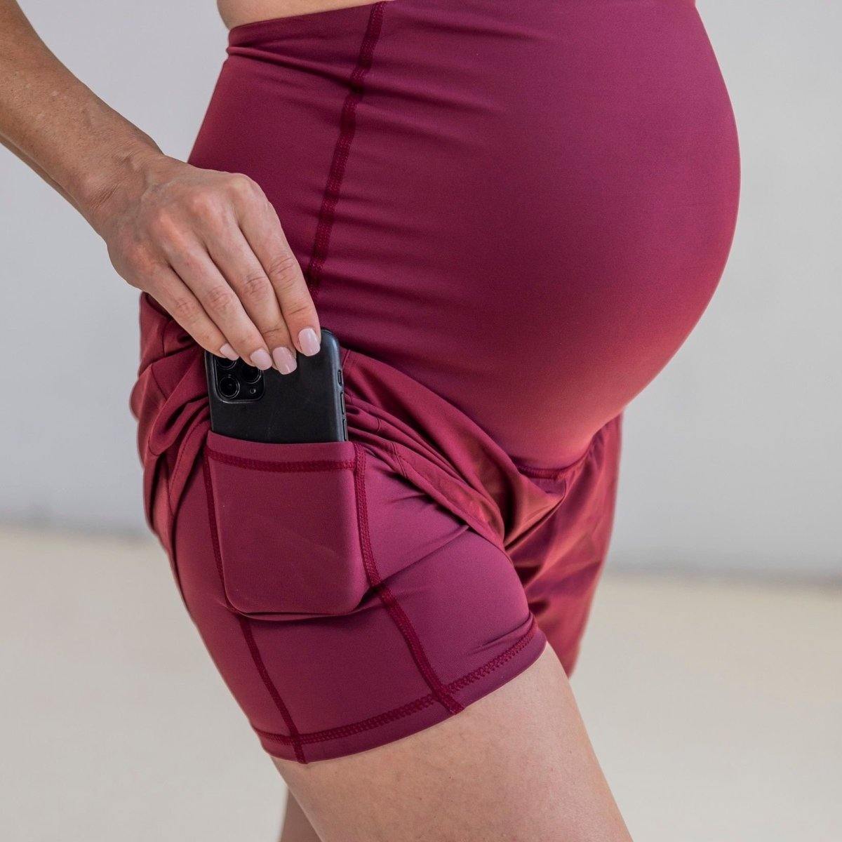 Belly Support Maternity Shorts - Mulberry - Senita Athletics