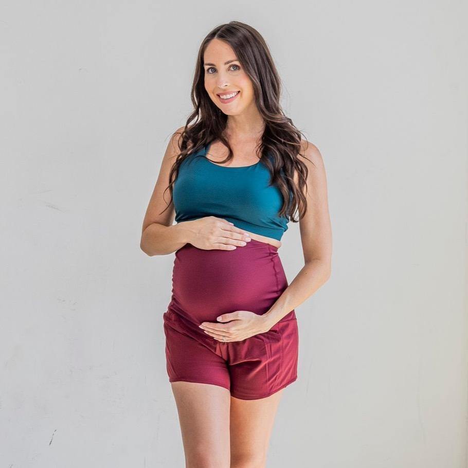 Belly Support Maternity Shorts - Mulberry - Senita Athletics