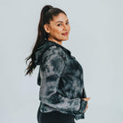 Bestie Zip Up Hoodie - Black Tie Dye - Senita Athletics