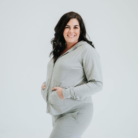 Bestie Zip Up Hoodie - Heathered Gray - Senita Athletics