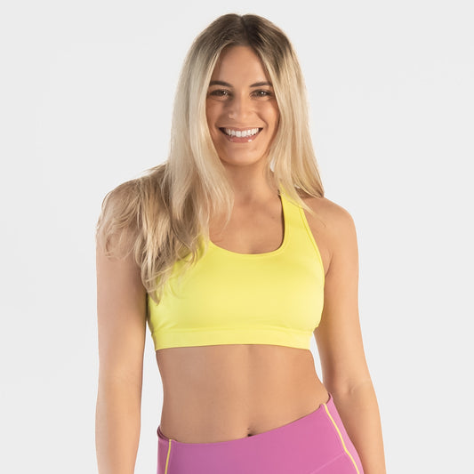 Cross Paths Sports Bra - Fuchsia/Highlighter Yellow
