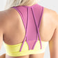 Cross Paths Sports Bra - Fuchsia/Highlighter Yellow
