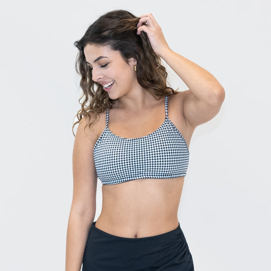 Dana Bralette Bikini Top - Black Houndstooth - FINAL SALE