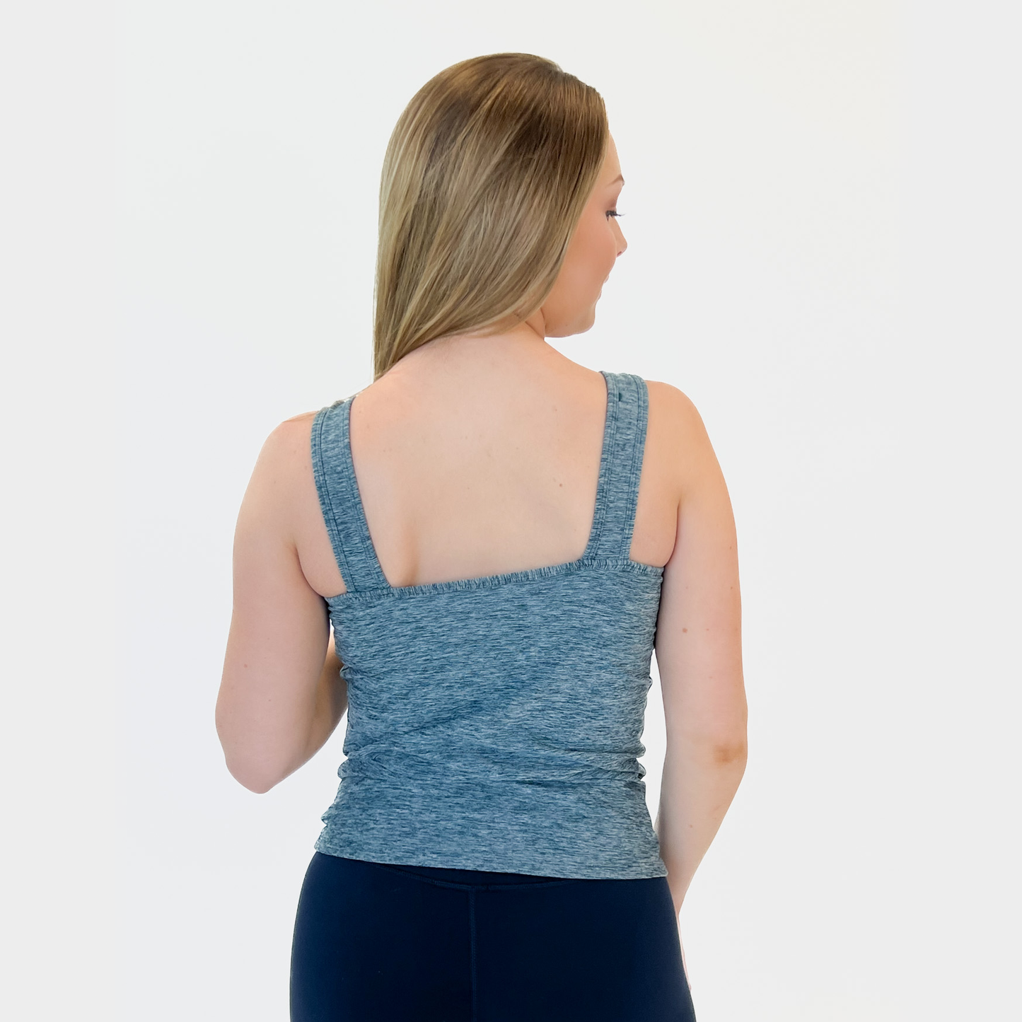Dynamic Full Length Tank - Heathered Pacific - FINAL SALE