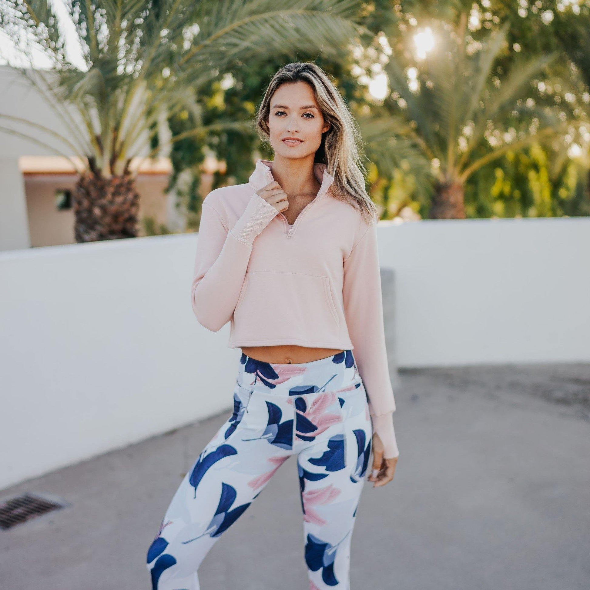 Hailey Cropped Half Zip - Blush - Senita Athletics