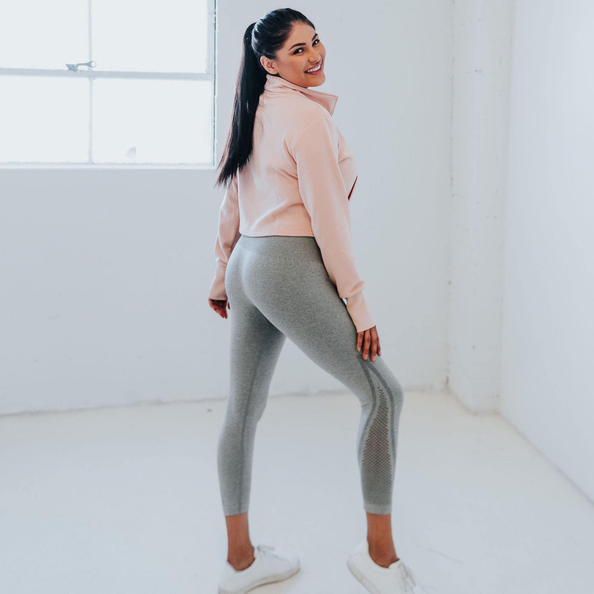 Hailey Cropped Half Zip - Blush - Senita Athletics