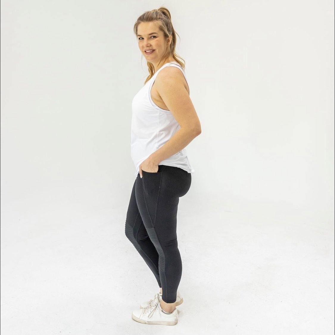 High Waisted Moto Leggings - Black - Senita Athletics