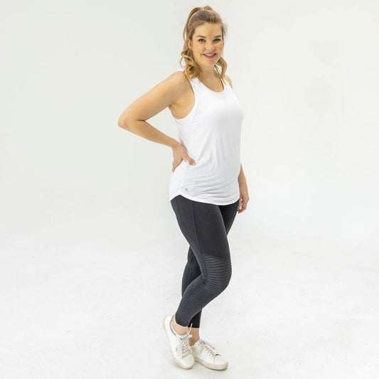 High Waisted Moto Leggings - Black - Senita Athletics