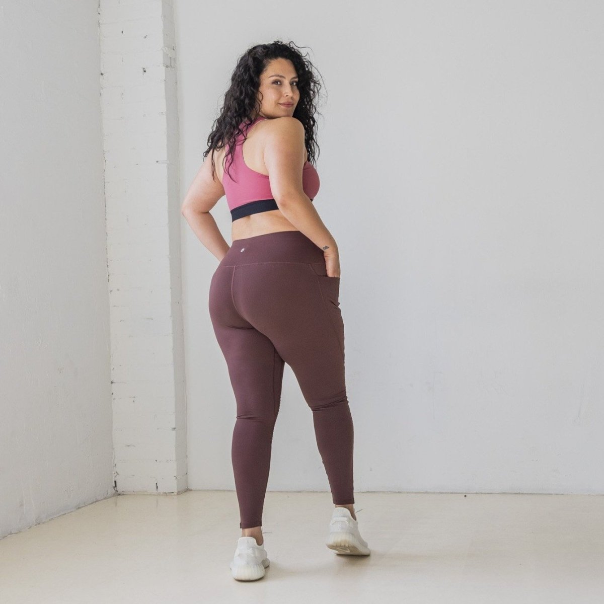 High Waisted Moto Leggings - Fossil - Senita Athletics