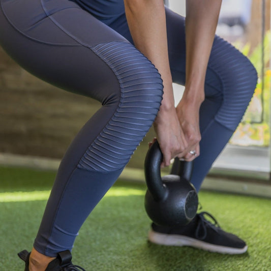 High Waisted Moto Leggings - Light Navy - Senita Athletics