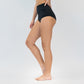 High Waisted Side Shirred Zuma Bikini Bottoms - Black - FINAL SALE