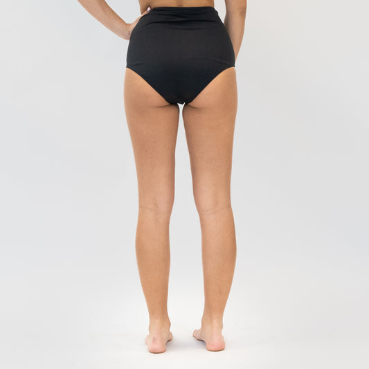 High Waisted Side Shirred Zuma Bikini Bottoms - Black - FINAL SALE