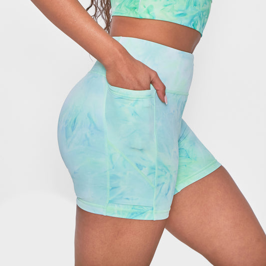 Lux Baseline Shorts (5 in. inseam) - Key Lime Tie Dye - FINAL SALE