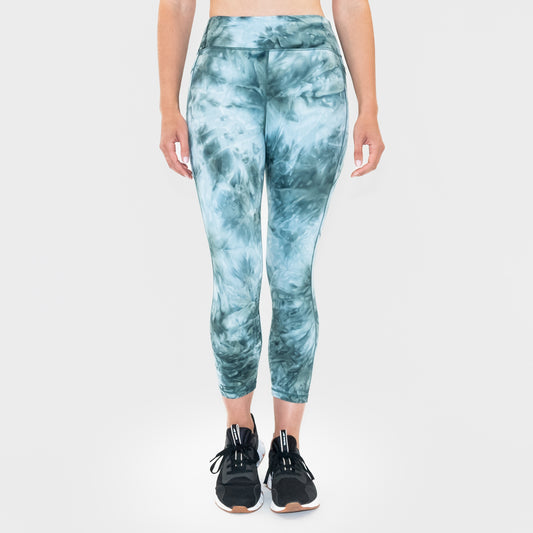 Lux 7/8 Capris - Dark Sage Tie Dye