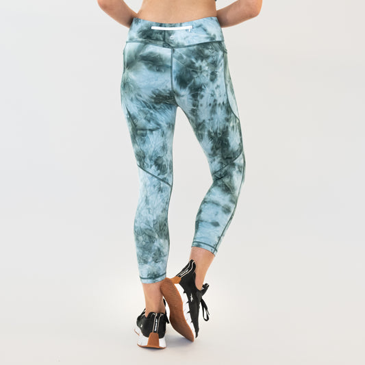 Lux 7/8 Capris - Dark Sage Tie Dye
