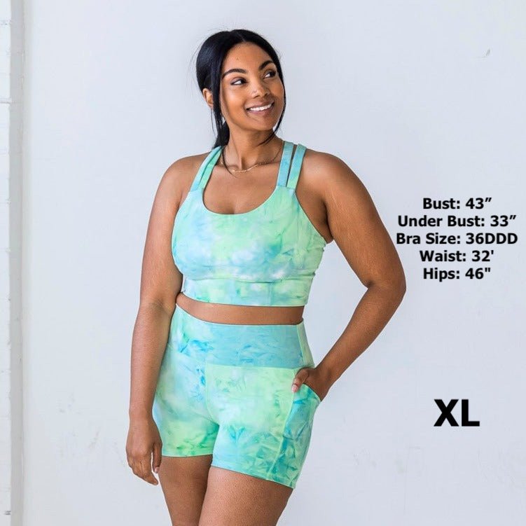 Lux High Waisted Rio Shorts (3.75 in. inseam) - Key Lime Tie Dye - Senita Athletics
