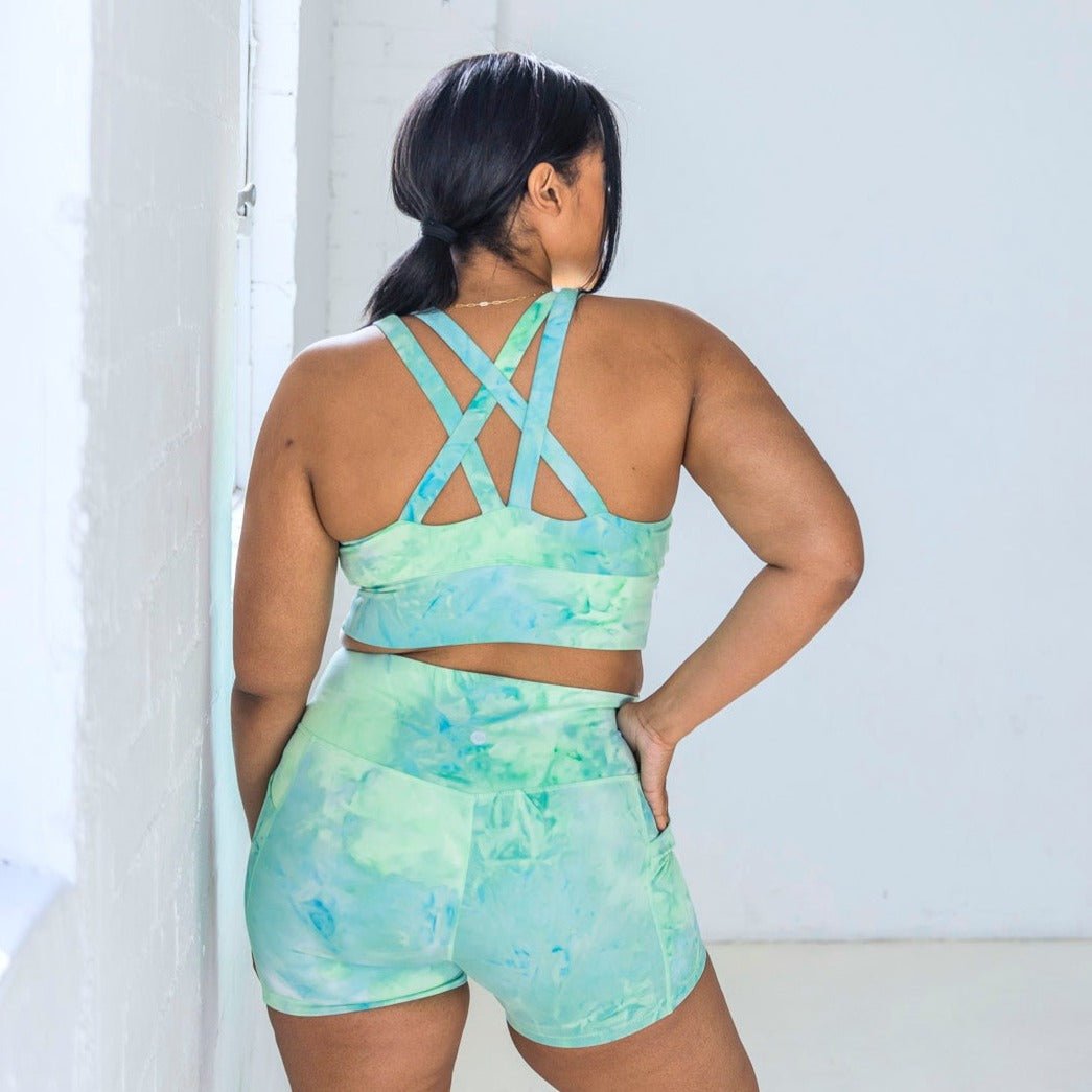 Lux High Waisted Rio Shorts (3.75 in. inseam) - Key Lime Tie Dye - Senita Athletics