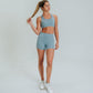 Lux High Waisted Rio Shorts (3.75 in. inseam) - Steel Blue - Senita Athletics