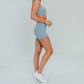 Lux High Waisted Rio Shorts (3.75 in. inseam) - Steel Blue - Senita Athletics