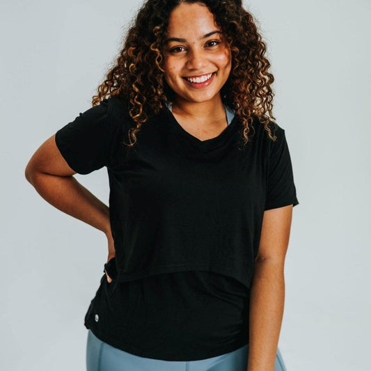 Nursing Short Sleeve Tee - Black - Senita Athletics