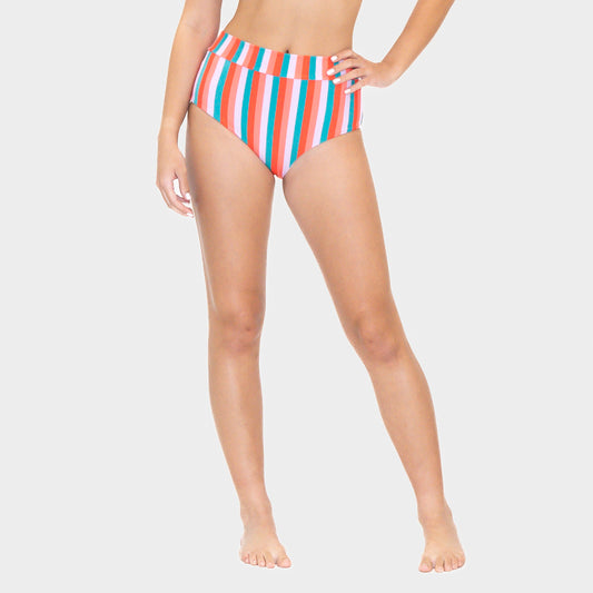 Page High Waisted Swim Bottoms - Sunny Day Stripes