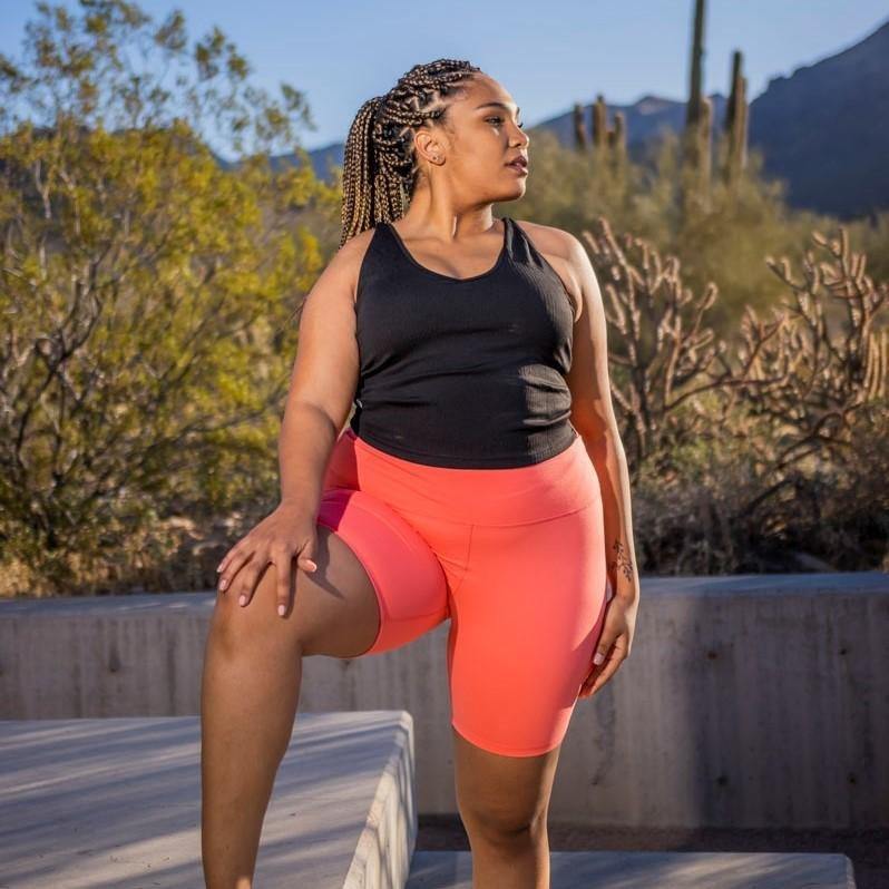 Pocketless Biker Shorts (8 in. inseam) - Coral - Senita Athletics