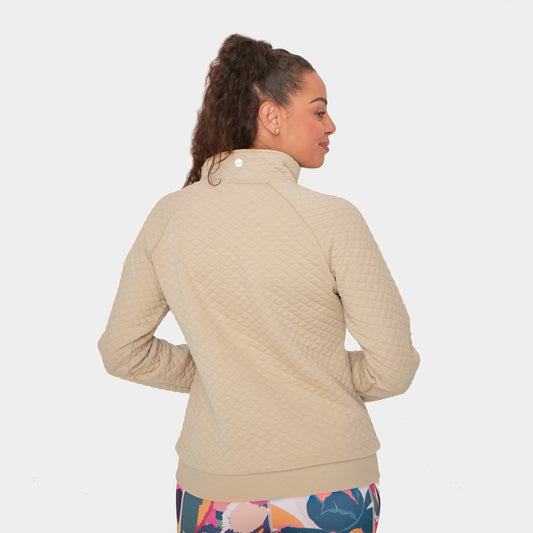 Quilted Zip Up Jacket - Latte
