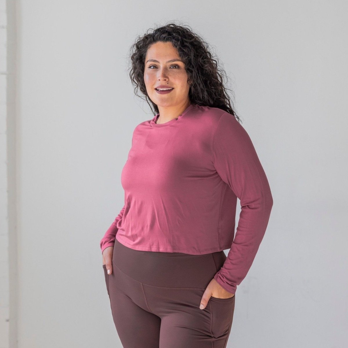 Refresh Cropped Long Sleeve - French Rose - Senita Athletics