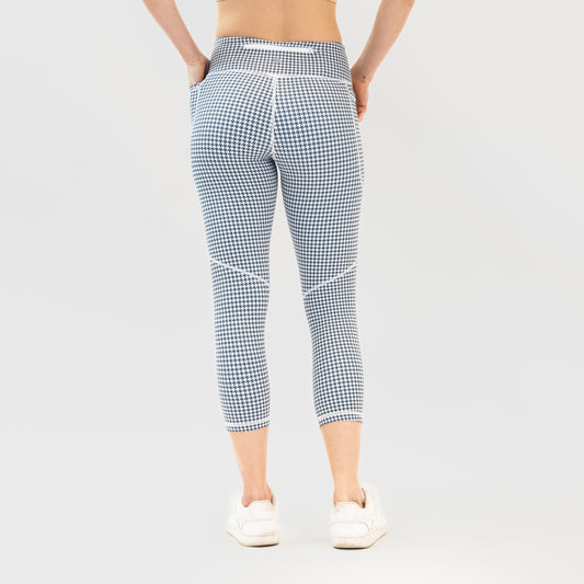 Lux 7/8 Capris - Light Navy Houndstooth