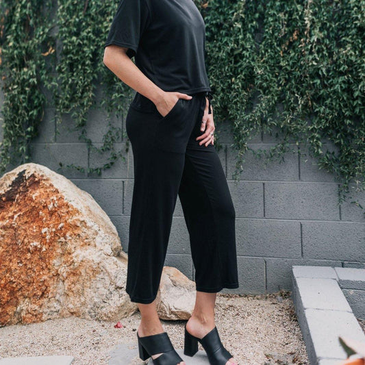 Ribbed Culottes - Black - Senita Athletics