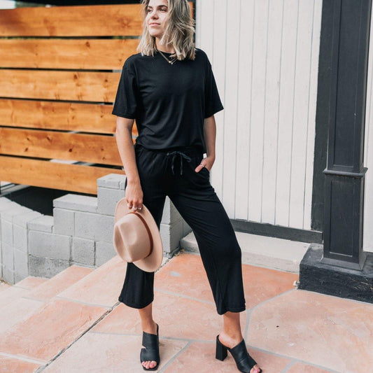 Ribbed Culottes - Black - Senita Athletics