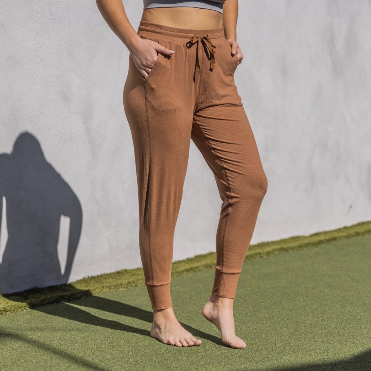 Ribbed Lounge Joggers - Caramel - Senita Athletics