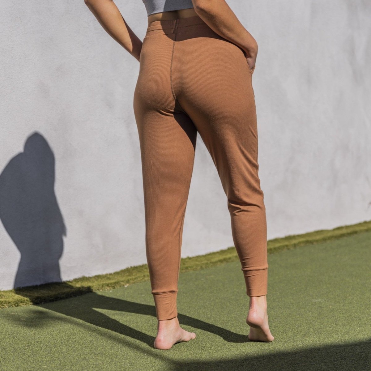 Ribbed Lounge Joggers - Caramel - Senita Athletics