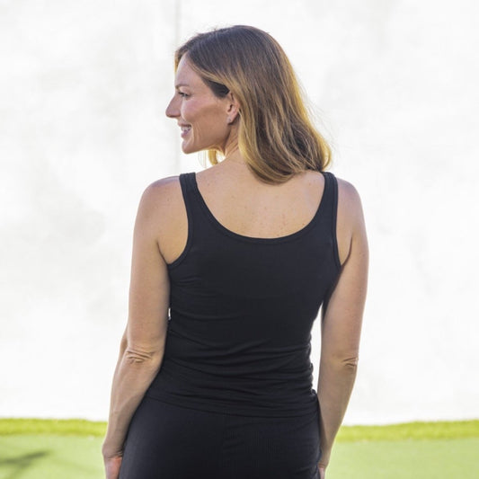 Ribbed Lounge Tank - Black - Senita Athletics