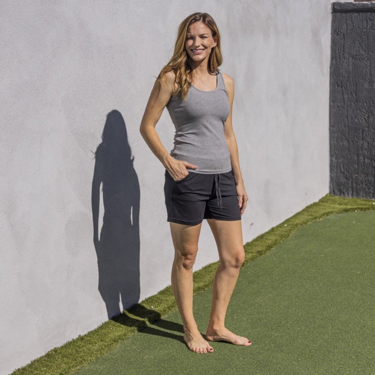 Ribbed Lounge Tank - Heathered Gray - Senita Athletics