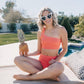 Ribbed Page High Waisted Swim Bottoms - Coral - Senita Athletics