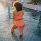 Ribbed Page High Waisted Swim Bottoms - Coral - Senita Athletics