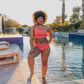 Ribbed Page High Waisted Swim Bottoms - Coral - Senita Athletics